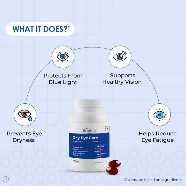 Brinton Dry Eye Care with Omega 3, Lutein, Zeaxanthin, Beta Carotene | For Men & Women