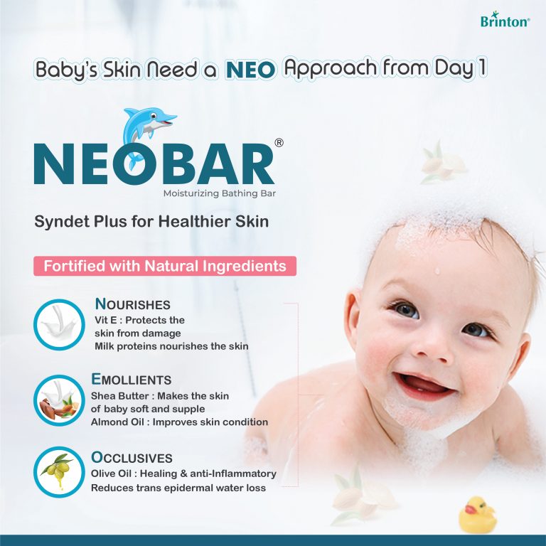 Brinton NEOBAR Baby Soap with pH 5.5 | Enriched with Vitamin E, Shea Butter, Milk Protein, Olive Oil, Almond Oil | Intense Hydration & Moisturization