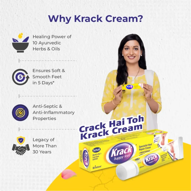 Krack Cream | India’s No. 1 Footcare Brand | For Cracked Heels, Heel Pain Relief, Hardened Soles, Fissures & Chapped Hands