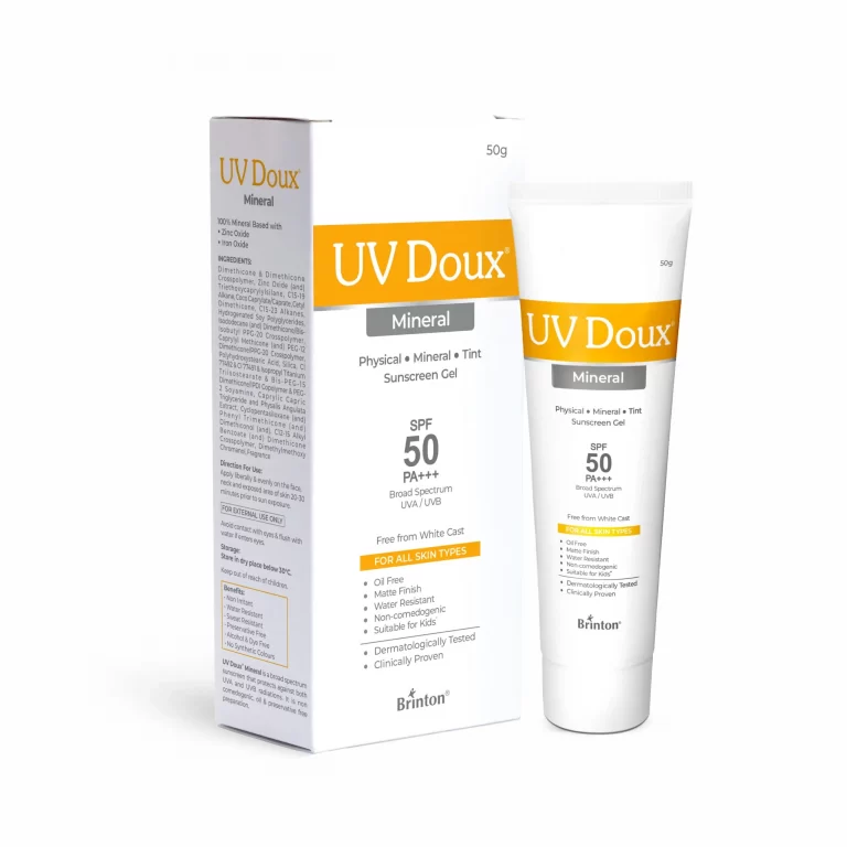 Brinton UV Doux Mineral Sunscreen Gel with SPF 50 PA+++| Mineral Based Sunscreen Gel With No White Cast | For All Skin Types