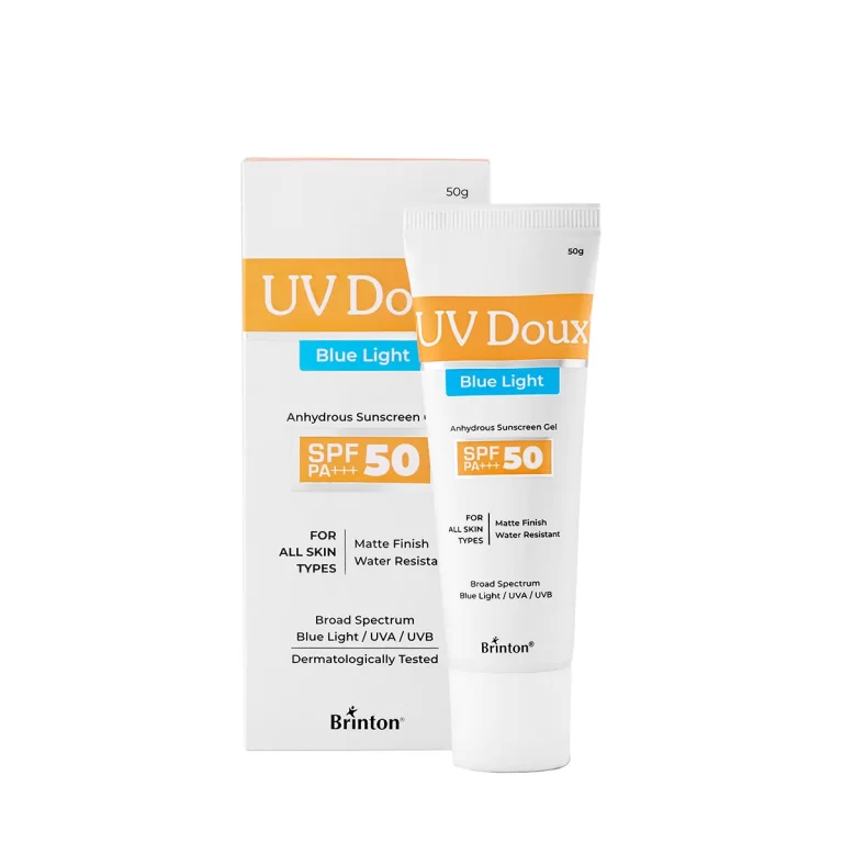 Brinton UV Doux Blue Light Sunscreen Gel with SPF 50 PA+++ | Blue Light UVA/UVB Protection | Matte Finish & Water Resistant | For All Skin Types