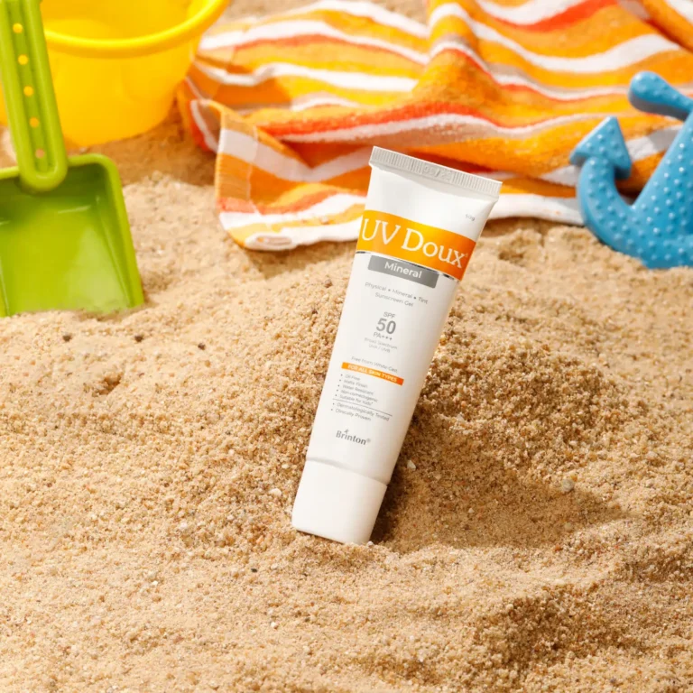 Brinton UV Doux Mineral Sunscreen Gel | 100% Mineral/Physical Sunscreen with Zinc Oxide & Titanium Dioxide | SPF 50 PA+++ | Broad-Spectrum UVA & UVB Protection | Tinted Formula, No White Cast | Non-Comedogenic & Oil-Free | Water-Resistant & Dermatologist Approved | 50g