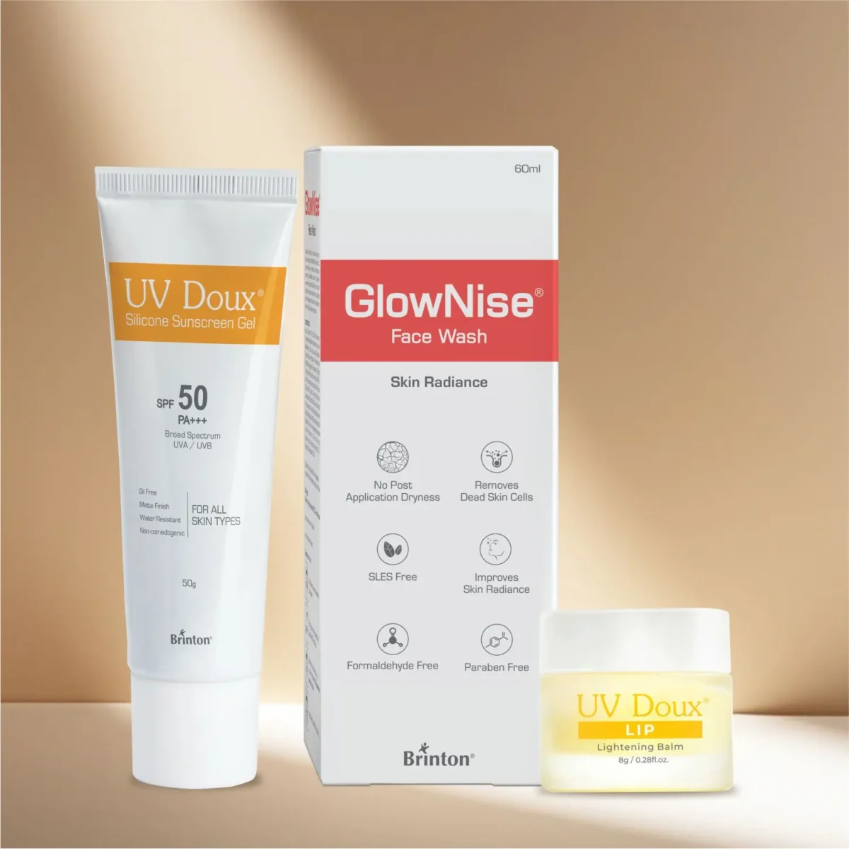 UV Doux Sunscreen Gel + Glow Nice + Lip balm